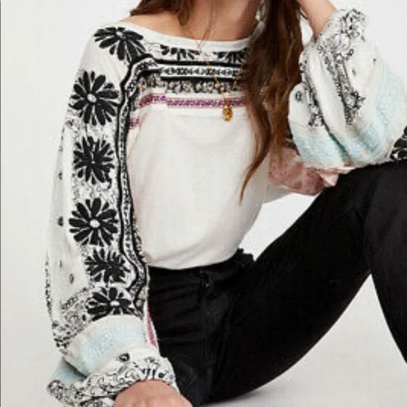 FREE PEOPLE Tripoli Embroidered Tunic Top - Picture 1 of 15
